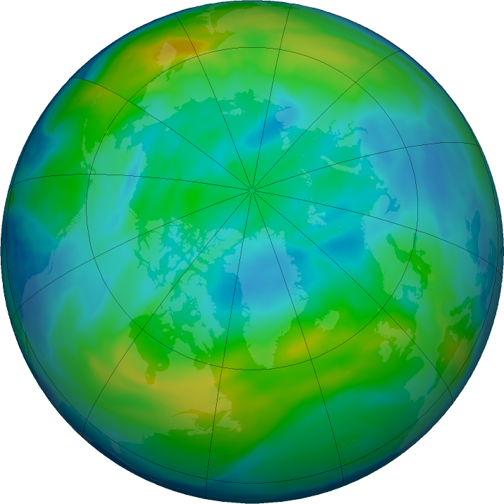 Arctic ozone map for 11 November 2019